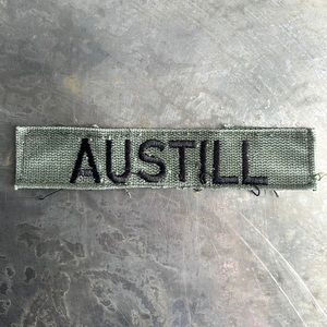 AUSTILL Embroidered Vintage ‘Army Green’ Military name tape patch AUSTILL